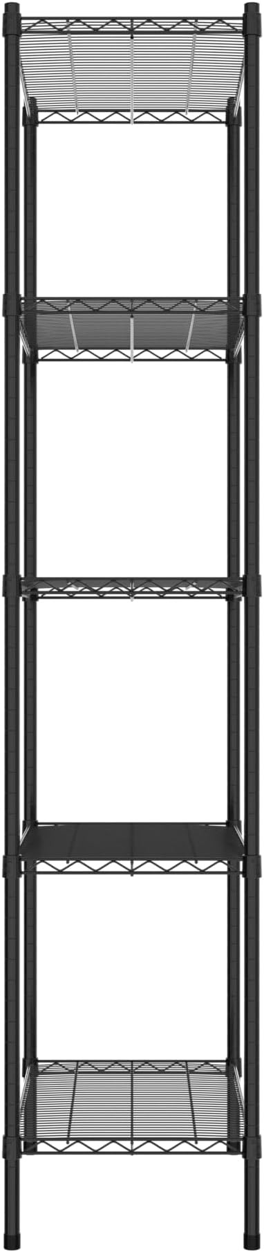Commercial NSF Listed Black Epoxy Stationary Wire Shelving Kit 18" x 30" x 86", with 5 Shelves Perfect for Warehouse, Walk-in Refrigerator, Freezer, Grocery Store, Restaurant, Dishroom