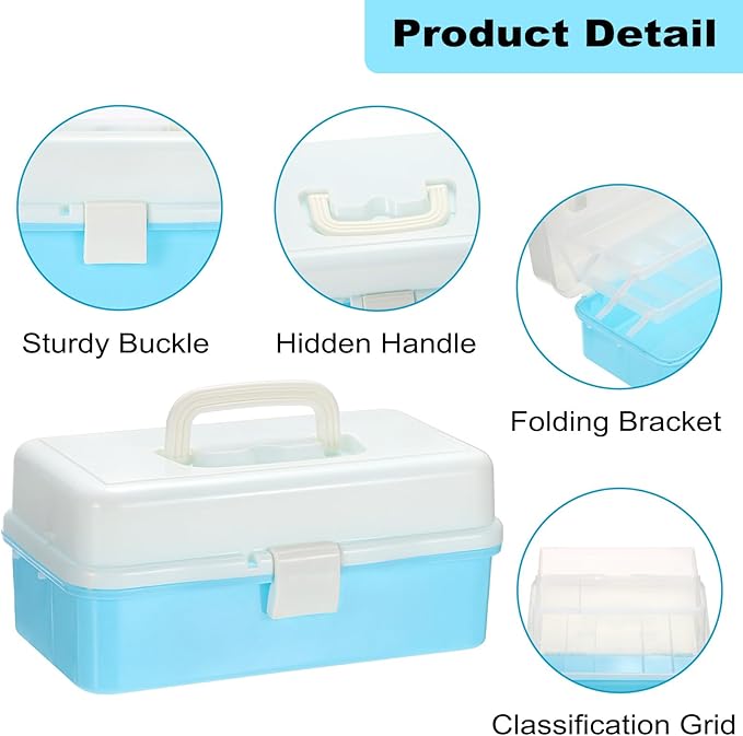 3-Tier Baking Supplies Storage Case Cake Plastic Decorating Tool Storage Box with Handle Folding Craft Organizer for Baking Accessories Snacks