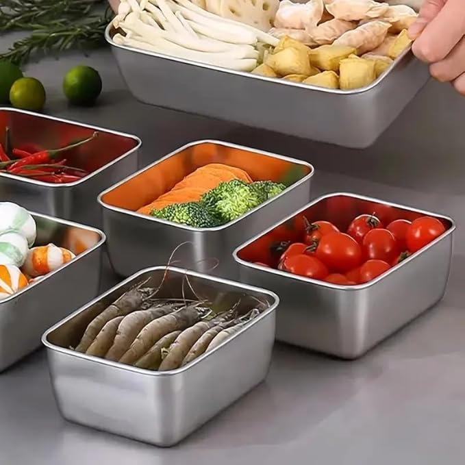 Souso 6pcs Stainless Steel Stacking Food Containers with Lids, Reusable Snack & Prep Containers for Office, sp-00018
