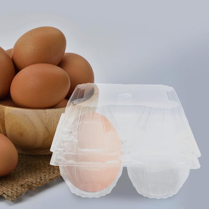 Clear Goose Egg Carton 2-Count Pvc Egg Packaging Box 5.7X5.7X3.74 Inches Lightweight Holder for Fridge Storage Transport and Display