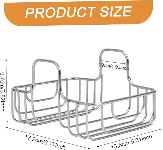 Stainless Steel Sponge Holder, Double Sided Sink Caddy for Brushes & Utensils, Kitchen Organizer