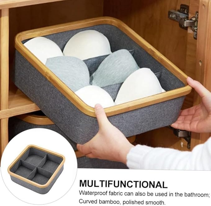 Drawer Organizer Storage Box Cotton Linen Fabric Container for Wardrobe Closet Organization Home Storage Solution Foldable Box for Clothes Underwear Pants(3)