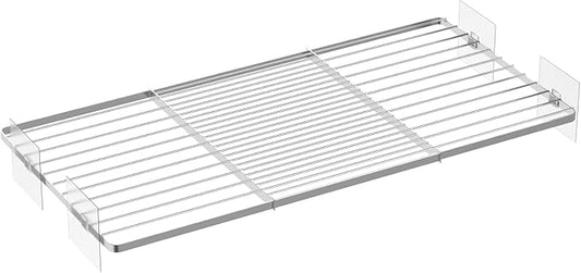 Adjustable Closet Shelve Divider,Rod Expandable Metal Hanging Shelf Closet Separator for Closet,Cabinet,Wardrobe,Cupboard Bathroom,Bedroom(Silver,7.9" D x 17"-31" W,1PCS)
