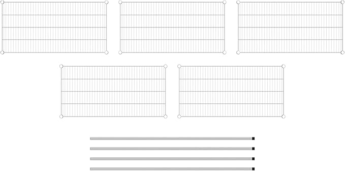 Commercial NSF Listed Chrome Stationary Wire Shelving Kit 21" x 42" x 64", with 5 Shelves Perfect for Warehouse, Walk-in Refrigerator, Freezer, Grocery Store, Restaurant, Dishroom