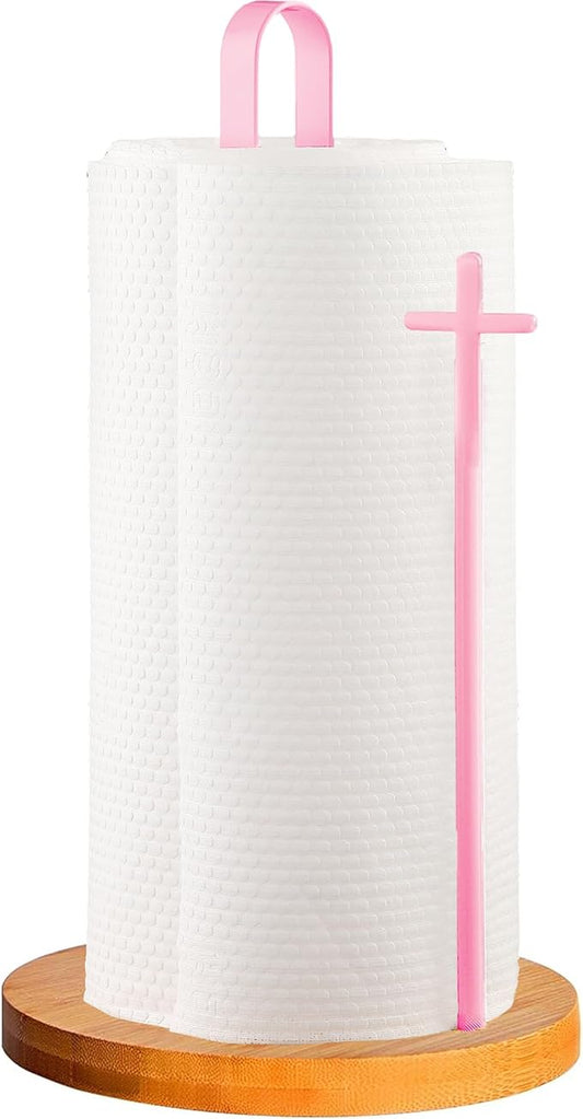 Wood Paper Towel Holder Countertop, TONLEA Kitchen Paper Towel Holder FreeStanding with Non-Slip Base for Kitchen and Bathroom Organization, Kitchen Roll Holder for Standard and Large Rolls