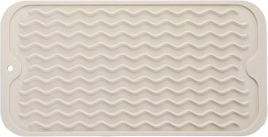 Silicone Dish Drying Mat for Multiple Usage,Easy clean,Eco-friendly,Heat-resistant Silicone Mat for Kitchen Counter or Sink,Refrigerator or Drawer Liner Tapioca S 12 inches x 6 inches