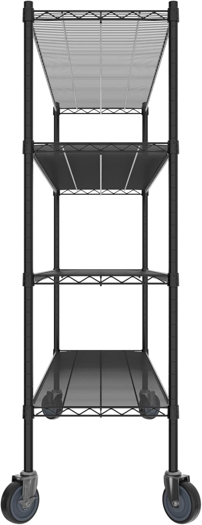 Commercial NSF Listed Black Epoxy Mobile Wire Shelving Kit 18" x 72" x 60", with 4 Shelves Perfect for Warehouse, Walk-in Refrigerator, Freezer, Grocery Store, Restaurant, Dishroom