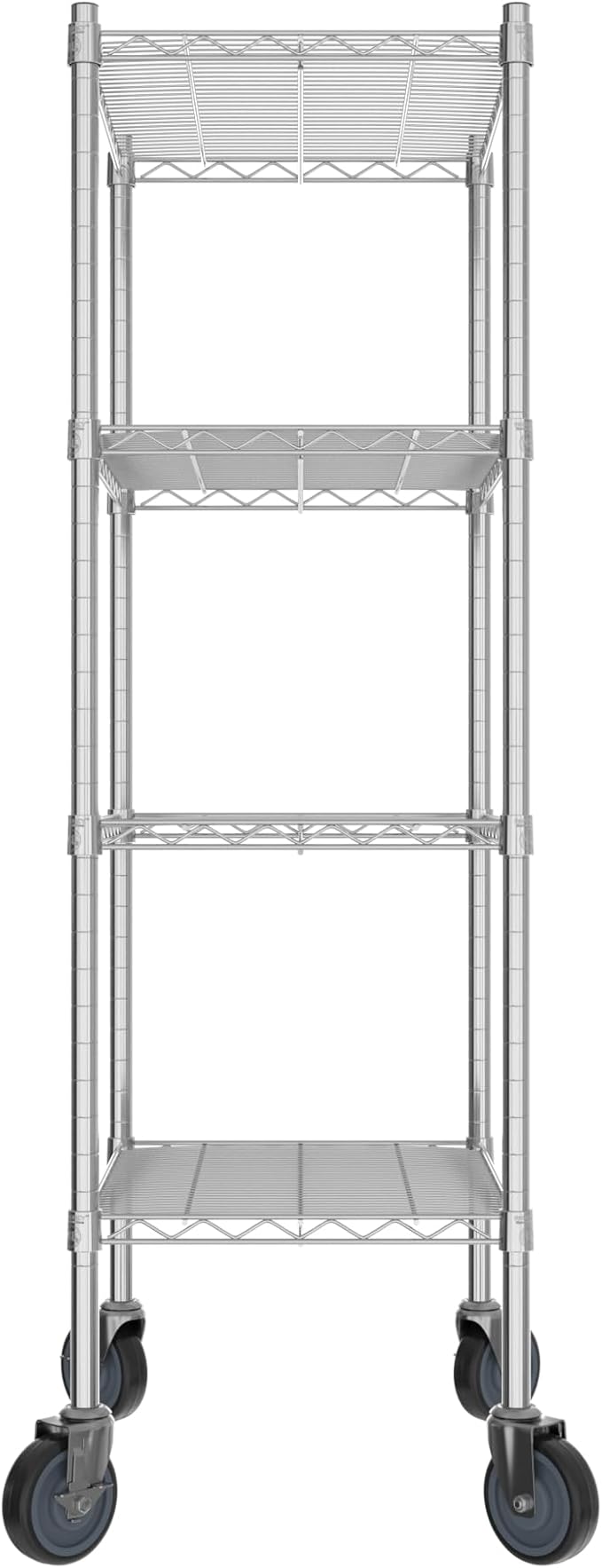 Commercial NSF Listed Chrome Mobile Wire Shelving Kit 18" x 24" x 60", with 4 Shelves Perfect for Warehouse, Walk-in Refrigerator, Freezer, Grocery Store, Restaurant, Dishroom