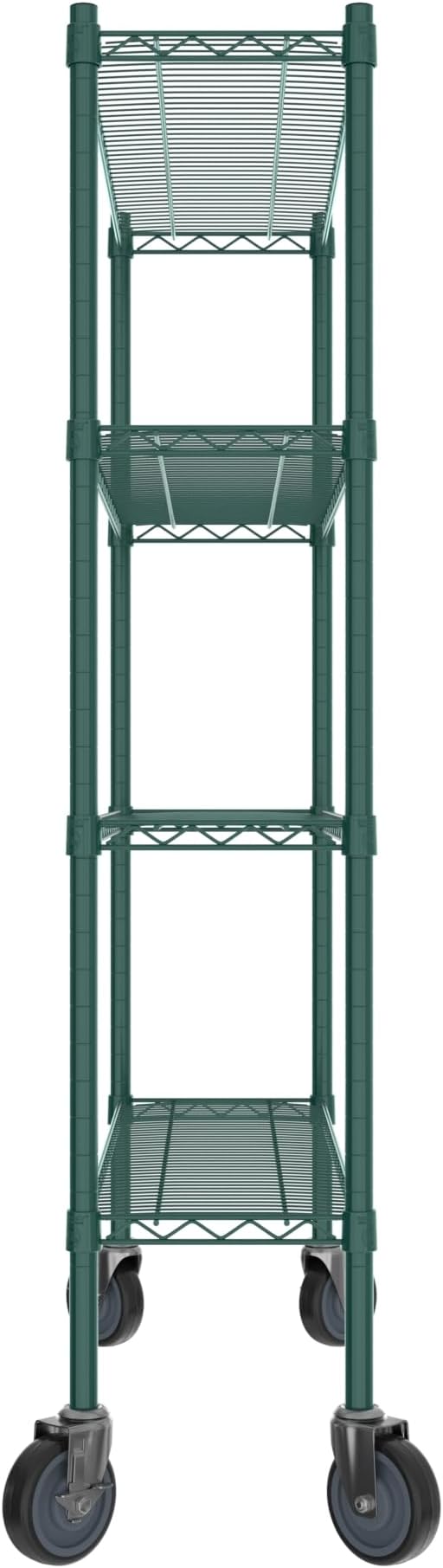 Commercial NSF Listed Green Epoxy Mobile Wire Shelving Kit 12" x 42" x 60", with 4 Shelves Perfect for Warehouse, Walk-in Refrigerator, Freezer, Grocery Store, Restaurant, Dishroom