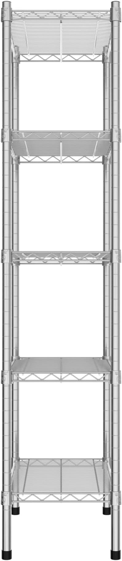 Commercial NSF Listed Chrome Stationary Wire Shelving Kit 14" x 24" x 64", with 5 Shelves Perfect for Warehouse, Walk-in Refrigerator, Freezer, Grocery Store, Restaurant, Dishroom