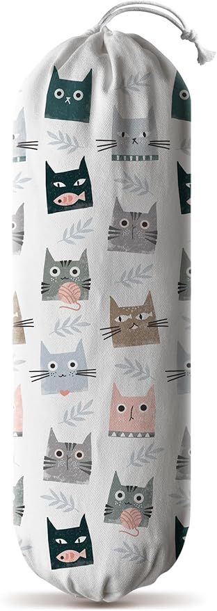 Hglian Plastic Bag Holder,Cute Kitty Grocery Bags Holder Organizer Storage Keeper Dispenser,Cat Kitchen Decor Gifts for Women Cat Mom-Extra Large