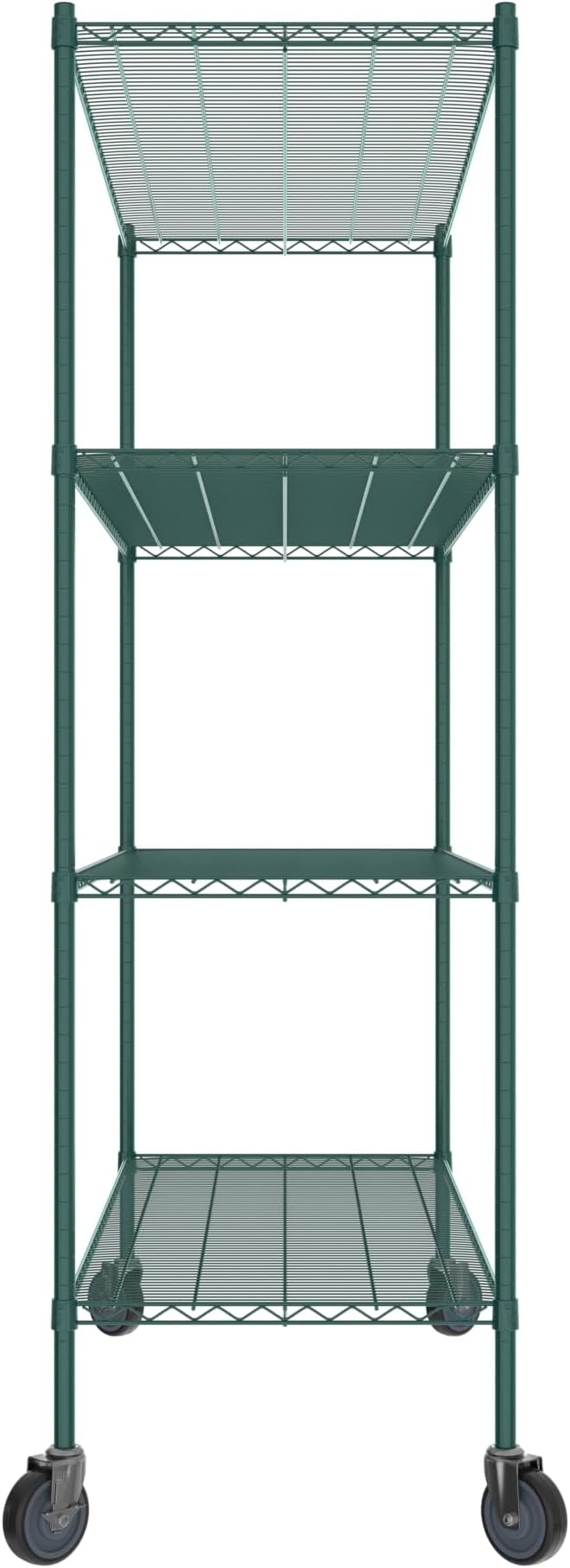 Commercial NSF Listed Green Epoxy Mobile Wire Shelving Kit 24" x 60" x 80", with 4 Shelves Perfect for Warehouse, Walk-in Refrigerator, Freezer, Grocery Store, Restaurant, Dishroom