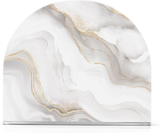 White Grey Marble Golden Line Napkin Holder for Table Paper Napkins Holder Acrylic Tissue Dispenser Kitchen Dining Room Bathroom Party Car Decor