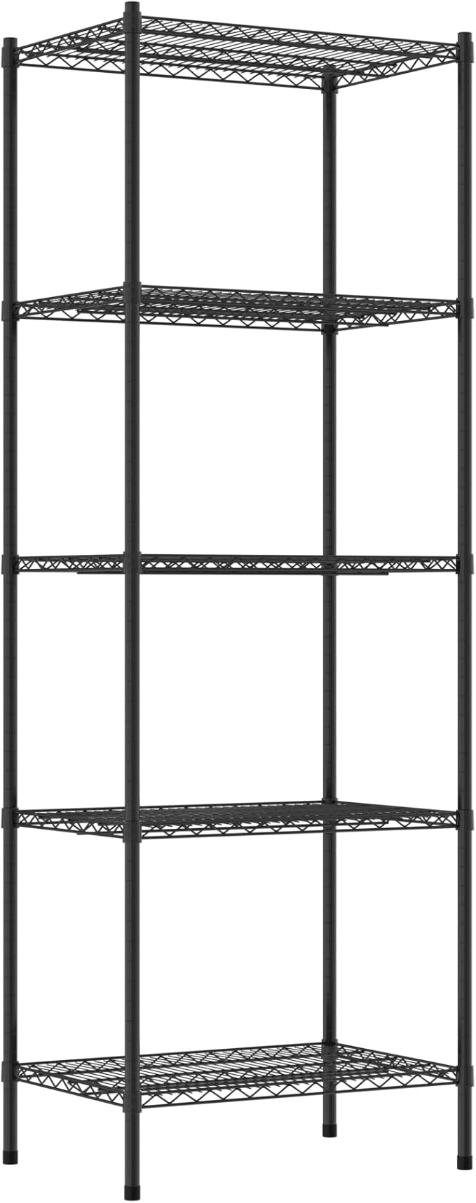 Commercial NSF Listed Black Epoxy Stationary Wire Shelving Kit 21" x 30" x 86", with 5 Shelves Perfect for Warehouse, Walk-in Refrigerator, Freezer, Grocery Store, Restaurant, Dishroom