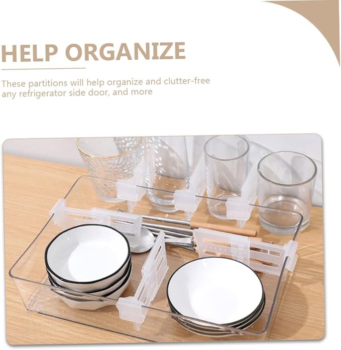 NUOBESTY 12Pcs Adjustable Refrigerator Dividers Fridge Side Door Partition for Organized Storage Easy to Install Durable and Flexible Compartment Separators for Clutter
