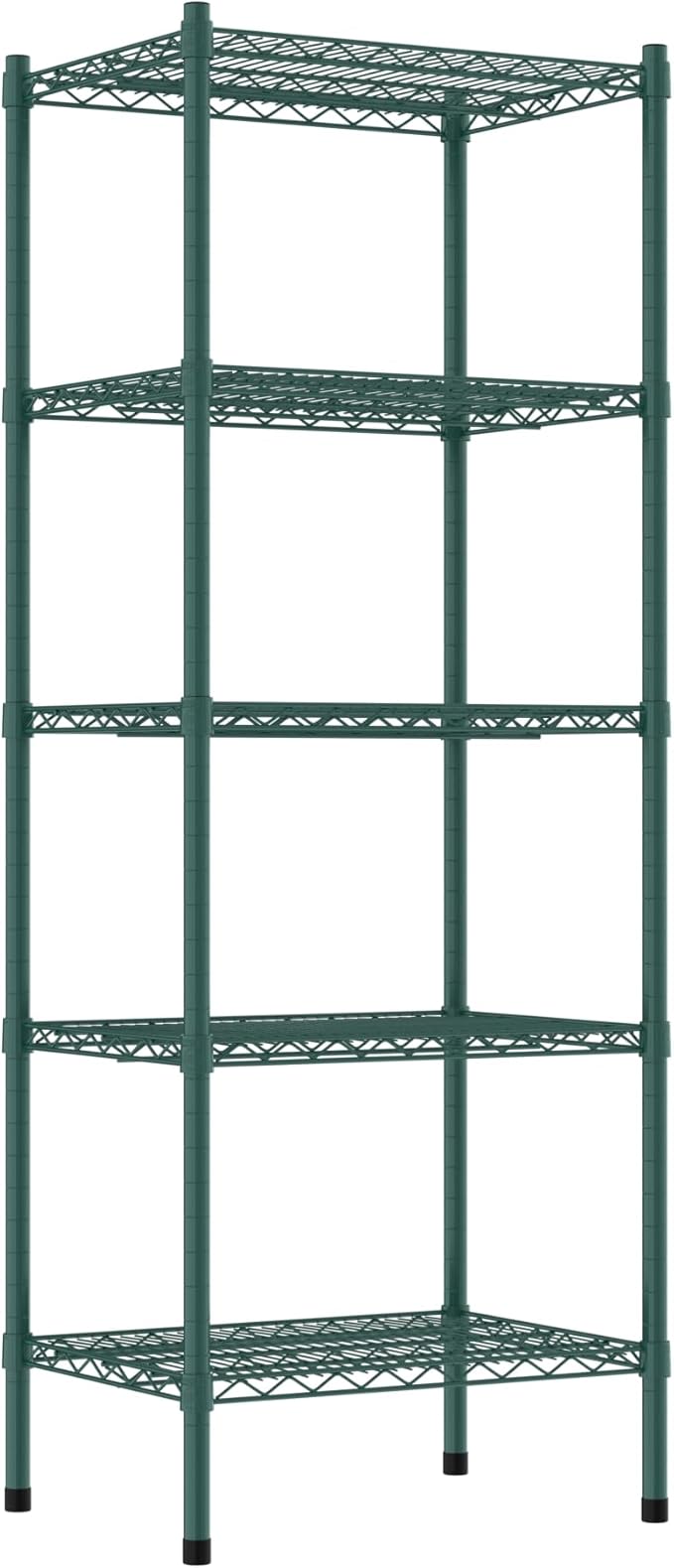 Commercial NSF Listed Green Epoxy Stationary Wire Shelving Kit 18" x 24" x 64", with 5 Shelves Perfect for Warehouse, Walk-in Refrigerator, Freezer, Grocery Store, Restaurant, Dishroom