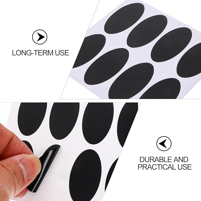 Seasoning Bottle Labels 148Pcs Oval Waterproof Chalkboard Stickers Erasable Classification Sealing Labels for Kitchen Pantry Jars and Spice Containers