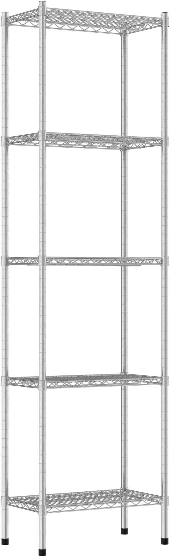 Commercial NSF Listed Chrome Stationary Wire Shelving Kit 14" x 24" x 86", with 5 Shelves Perfect for Warehouse, Walk-in Refrigerator, Freezer, Grocery Store, Restaurant, Dishroom