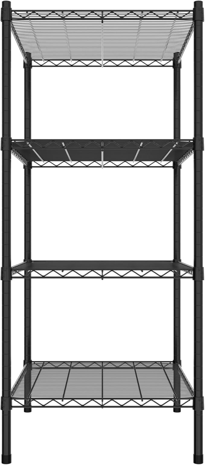 Commercial NSF Listed Black Epoxy Stationary Wire Shelving Kit 24" x 30" x 54", with 4 Shelves Perfect for Warehouse, Walk-in Refrigerator, Freezer, Grocery Store, Restaurant, Dishroom