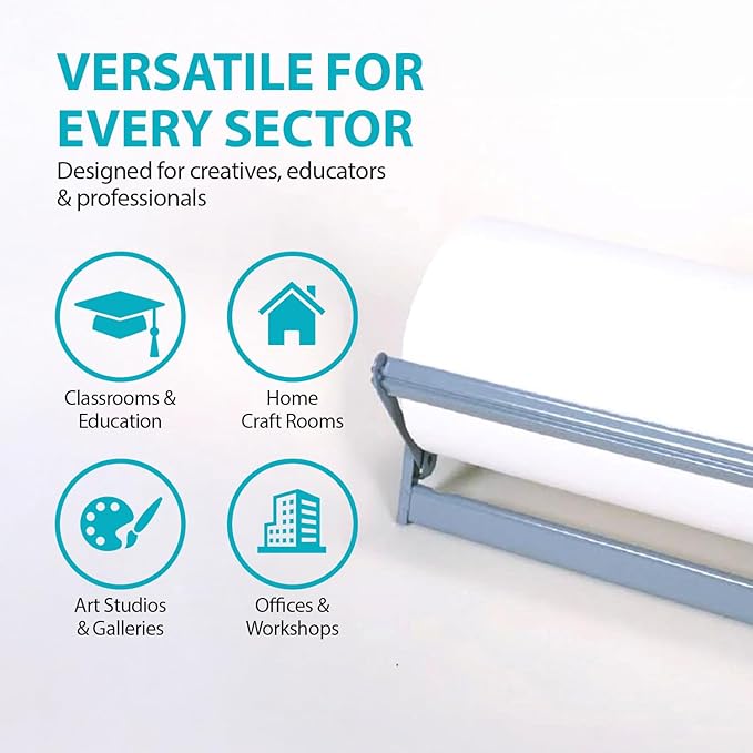 18" Wide Roll Paper Dispenser with Cutter for Desktop – Roll Dispenser with Serrated Cutter – Fits Craft, Freezer, Wrapping, Butcher Paper Roll or Cling Film – Heavy-Duty, Grey