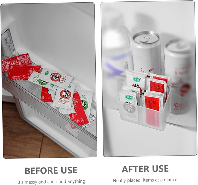 3Pcs Fridge Door Organizer Set Clear Hanging Storage Box for Condiments and Small Items Vertical Space Saver for Kitchen Refrigerator