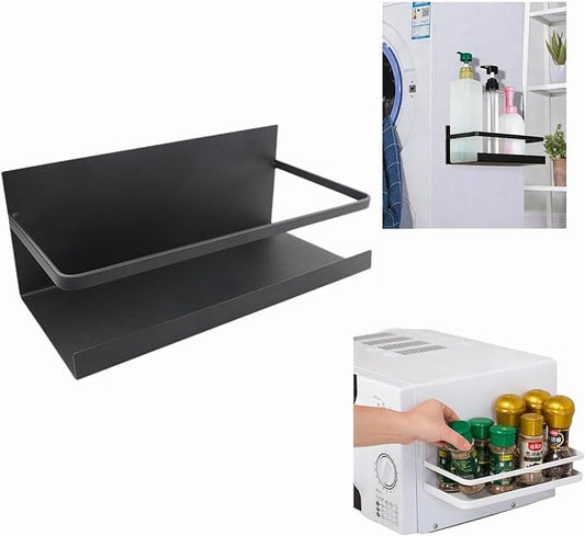 Magnetic Spice Rack for Refrigerator, Strong Hold Over Cabinet Spice Organizer, Kitchen Gadgets, No Drill Adjustable Magnetic Shelves with Tall Guardrail