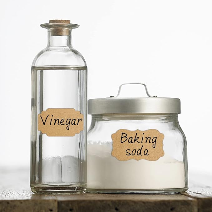 Kraft Label Stickers, Removable Gift Tag Stickers Self-Adhesive Handmade Jar Labels in 3 Sizes with Markers, Kitchen Pantry Labels for Essential Oil Bottle, Storage Bin, File Folders, 192Pcs