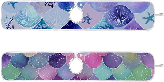 2 PCS Kitchen Sink Splash Guard 30 Inch Faucet Mat for Kitchen Sink Bathroom Sink Faucet Absorbing Drip Drain Mat Pad Microfiber Soft Washable Watercolor Mermaid Scales Starfish