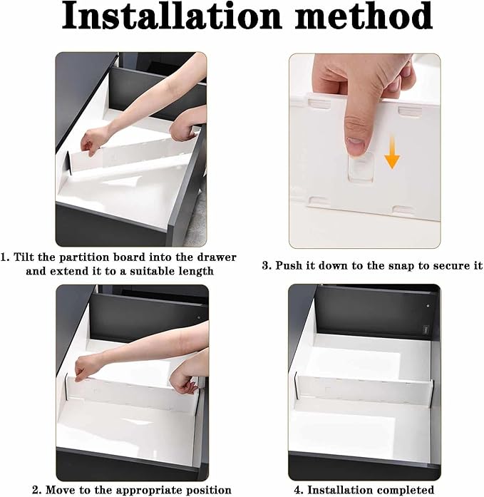 8 Pack Drawer Dividers for Clothes, 3.74" High 14.76"-25.79" Adjustable Expandable Dresser Drawer Organizer, Clear Plastic Separators for Dresser, Baby Clothing, Underwear, Cosmetic, Toilet