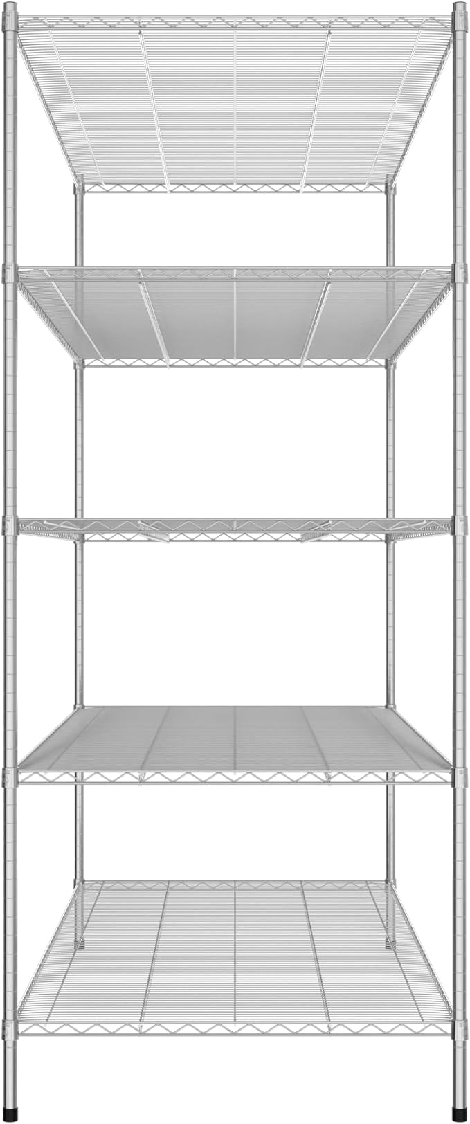 Commercial NSF Listed Chrome Stationary Wire Shelving Kit 36" x 72" x 86", with 5 Shelves Perfect for Warehouse, Walk-in Refrigerator, Freezer, Grocery Store, Restaurant, Dishroom