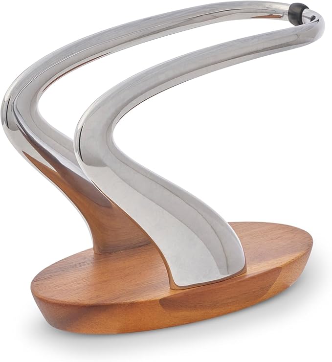 Nambé Lupo Napkin Holder – 7.5” Modern Acacia Wood & Alloy Table Accessory for Dining, Kitchen & Buffet Settings – Sleek Decorative Napkin Organizer for Tabletop & Entertaining, Home Display