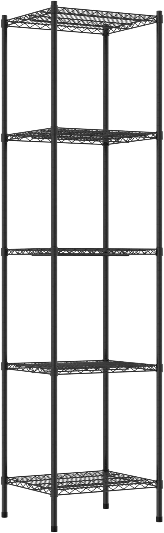 Commercial NSF Listed Black Epoxy Stationary Wire Shelving Kit 21" x 24" x 96", with 5 Shelves Perfect for Warehouse, Walk-in Refrigerator, Freezer, Grocery Store, Restaurant, Dishroom