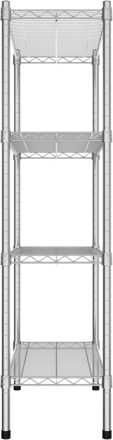 Commercial NSF Listed Chrome Stationary Wire Shelving Kit 14" x 30" x 54", with 4 Shelves Perfect for Warehouse, Walk-in Refrigerator, Freezer, Grocery Store, Restaurant, Dishroom
