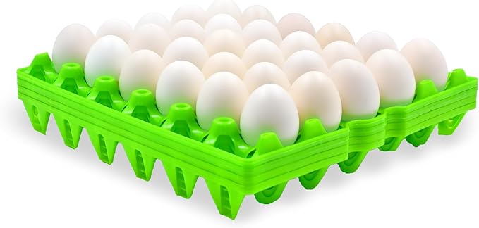Aqwxc 4-Pack Plastic Egg Tray Egg Crate, 30-Egg Flats for Home Chicken Farmers, Stackable & Durable, Great for Storing, Sorting & Shipping, and Reusable (4-Pack Green)
