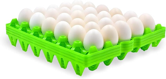 Aqwxc 4-Pack Plastic Egg Tray Egg Crate, 30-Egg Flats for Home Chicken Farmers, Stackable & Durable, Great for Storing, Sorting & Shipping, and Reusable (4-Pack Green)