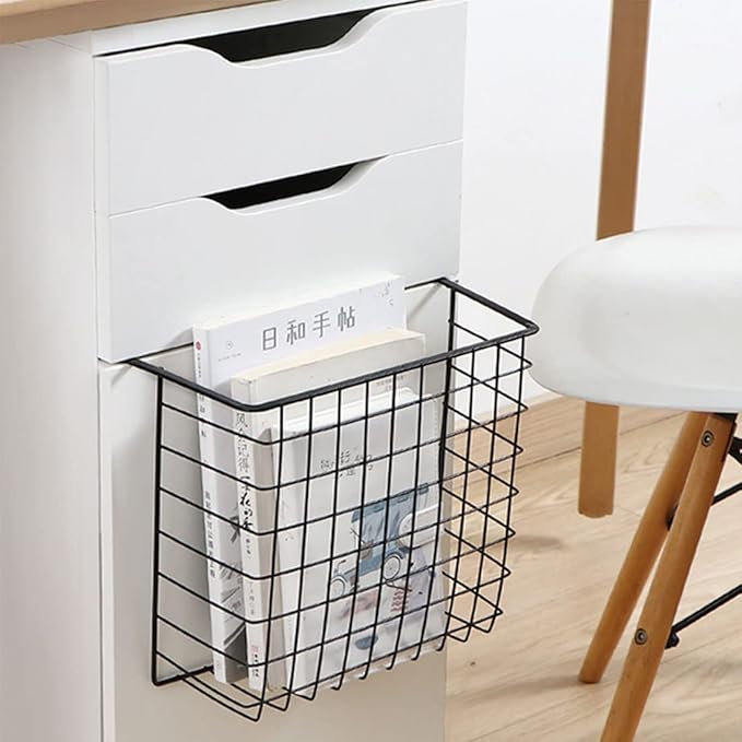 Under Shelf Storage Basket, Hanging Shelf Basket Slides Under Shelves for Storage Metal Under Cabinet Shelf Basket Organizer for Kitchen Pantry Desk Bookshelf (Black Pack of 4)