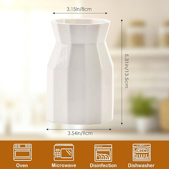 Ceramic Kitchen Utensil Holder for Countertop, Easy-to-Clean Crock for Spoons, Spatulas & Cooking Tools, Farmhouse Kitchen Decor