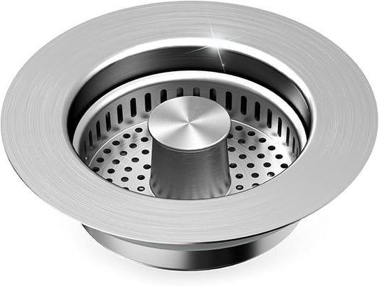 Upgraded 3in1 Kitchen Sink Drainage Filter,Stainless Steel Pop Up Sink Stopper, with Anti-Clogging Basket，Anti-Clogging Sink Drain Strainer for US Standard Kitchen Drain