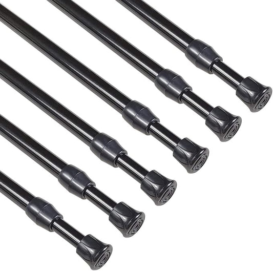 KXLIFE 6 Pack Small Spring Tension Curtain Rod 12-20 Inch, Thin Tension Rod No Drill for Window Cupboard Closet, Black