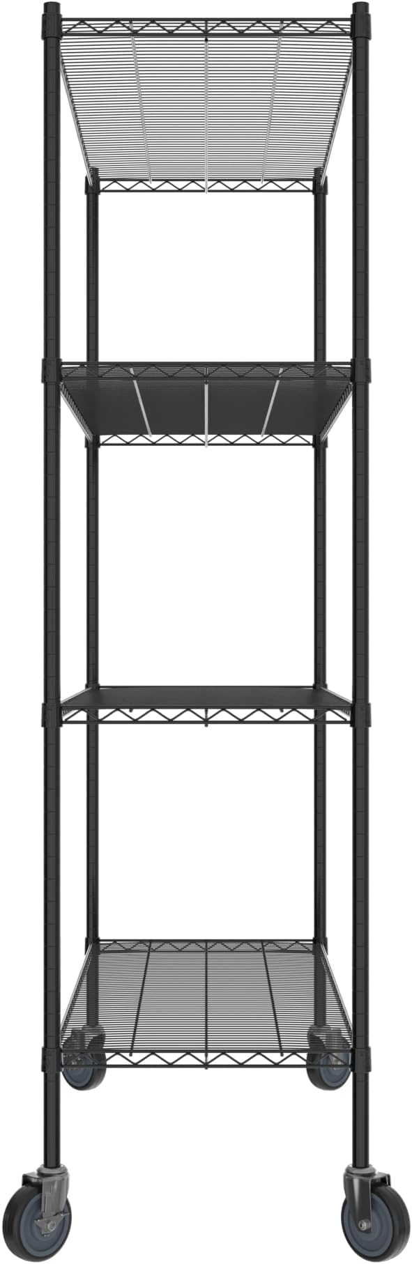 Commercial NSF Listed Black Epoxy Mobile Wire Shelving Kit 21" x 54" x 80", with 4 Shelves Perfect for Warehouse, Walk-in Refrigerator, Freezer, Grocery Store, Restaurant, Dishroom