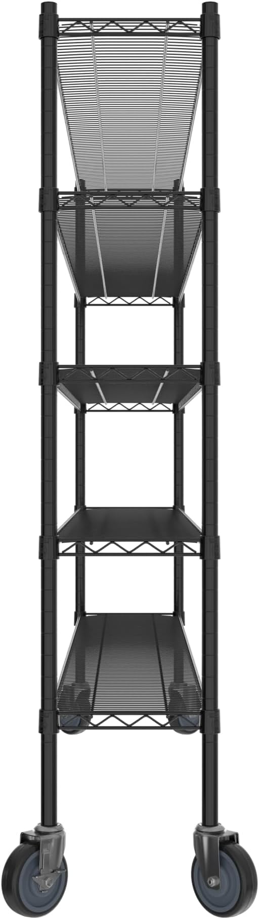 Commercial NSF Listed Black Epoxy Mobile Wire Shelving Kit 12" x 72" x 60", with 5 Shelves Perfect for Warehouse, Walk-in Refrigerator, Freezer, Grocery Store, Restaurant, Dishroom