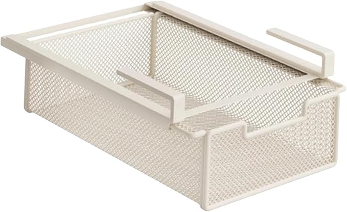 Wire Shelf Basket Organizer Hanging Pullout Drawer Basket Versatile Decor Sturdy Under Cabinet Hanging Drawer for Pantry Home, White