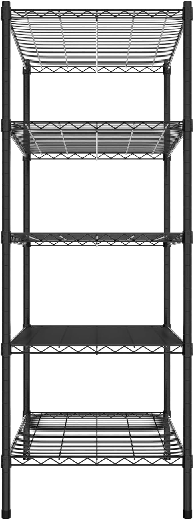 Commercial NSF Listed Black Epoxy Stationary Wire Shelving Kit 24" x 36" x 64", with 5 Shelves Perfect for Warehouse, Walk-in Refrigerator, Freezer, Grocery Store, Restaurant, Dishroom