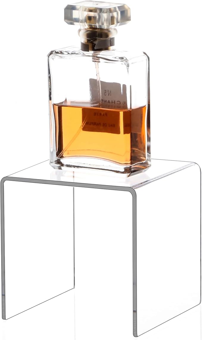Jusalpha® 8 PC 4'' Clear Acrylic Risers, Acrylic Display Risers Shelf Showcase Fixtures for Jewelry, Display Stand for Amiibo Funko POP Figures, Cupcakes, Food Display, Cabinet- Lot of 8 (4x4x4 Inches)