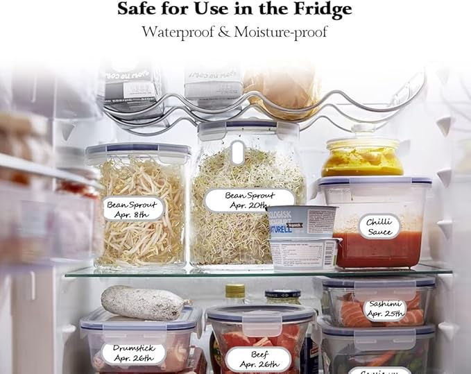 192pcs Labels for Jars Removable Waterproof Write-on Bottle Labels Stickers with Silver Border for Organizing Home Kitchen Pantry Food Storage Containers Spice Jars Jam Cannings, with Marker Pen