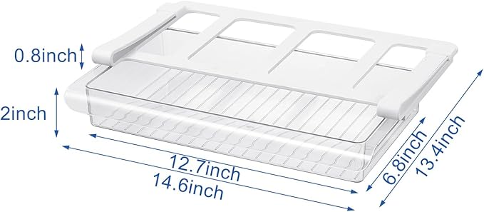 Bronkeeper Pull-Out Fridge Drawer Organizer - Under Shelf Storage Bins for Refrigerator Organization for Fruits Vegetables, Cheese & Deli (Flat & Wide)
