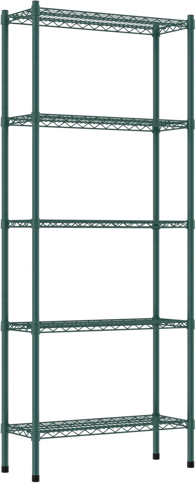 Commercial NSF Listed Green Epoxy Stationary Wire Shelving Kit 12" x 30" x 74", with 5 Shelves Perfect for Warehouse, Walk-in Refrigerator, Freezer, Grocery Store, Restaurant, Dishroom