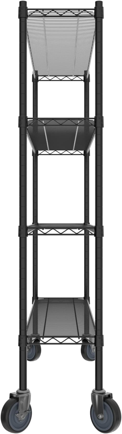 Commercial NSF Listed Black Epoxy Mobile Wire Shelving Kit 12" x 54" x 60", with 4 Shelves Perfect for Warehouse, Walk-in Refrigerator, Freezer, Grocery Store, Restaurant, Dishroom