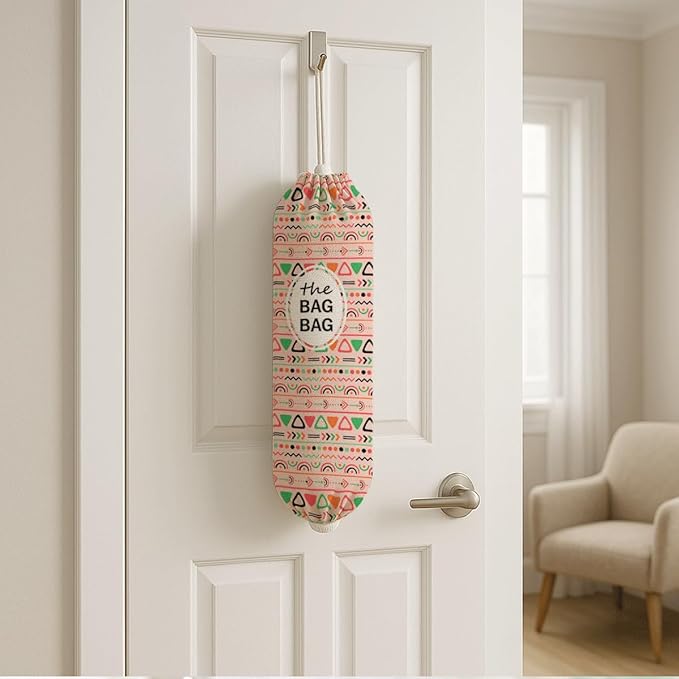The Bag Bag Grocery Bags Holder, Boho Plastic Bags Holder Organizer For Shopping Sack, Reusable Hanging Grocery Sack Dispenser, Wall Mount Plastic Sacks Storage Container Dispensers