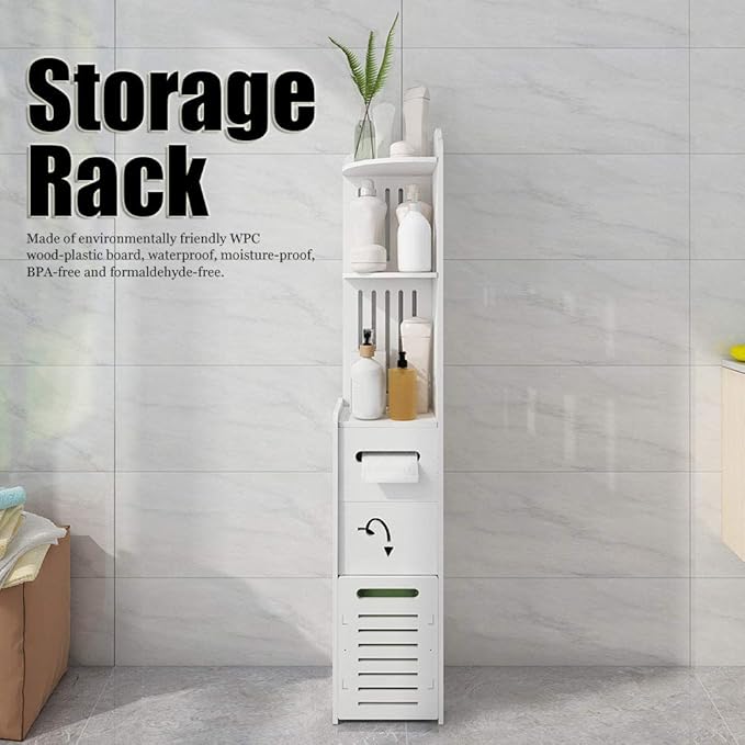 5 - Layer Vertical Storage Rack Cabinet Organizer, Multifunctional Kitchen Storage Rack Bathroom Stand Solutions - Space Saving, Waterproof Material, Ideal for Small Spaces